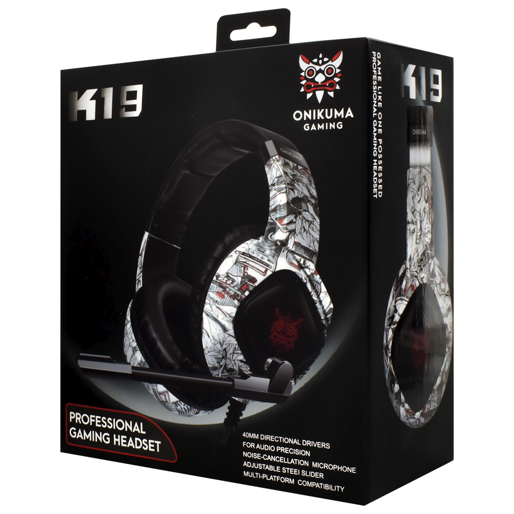 Headset Gamer Onikuma K19 Professional / Com Fio - Preto / Branco