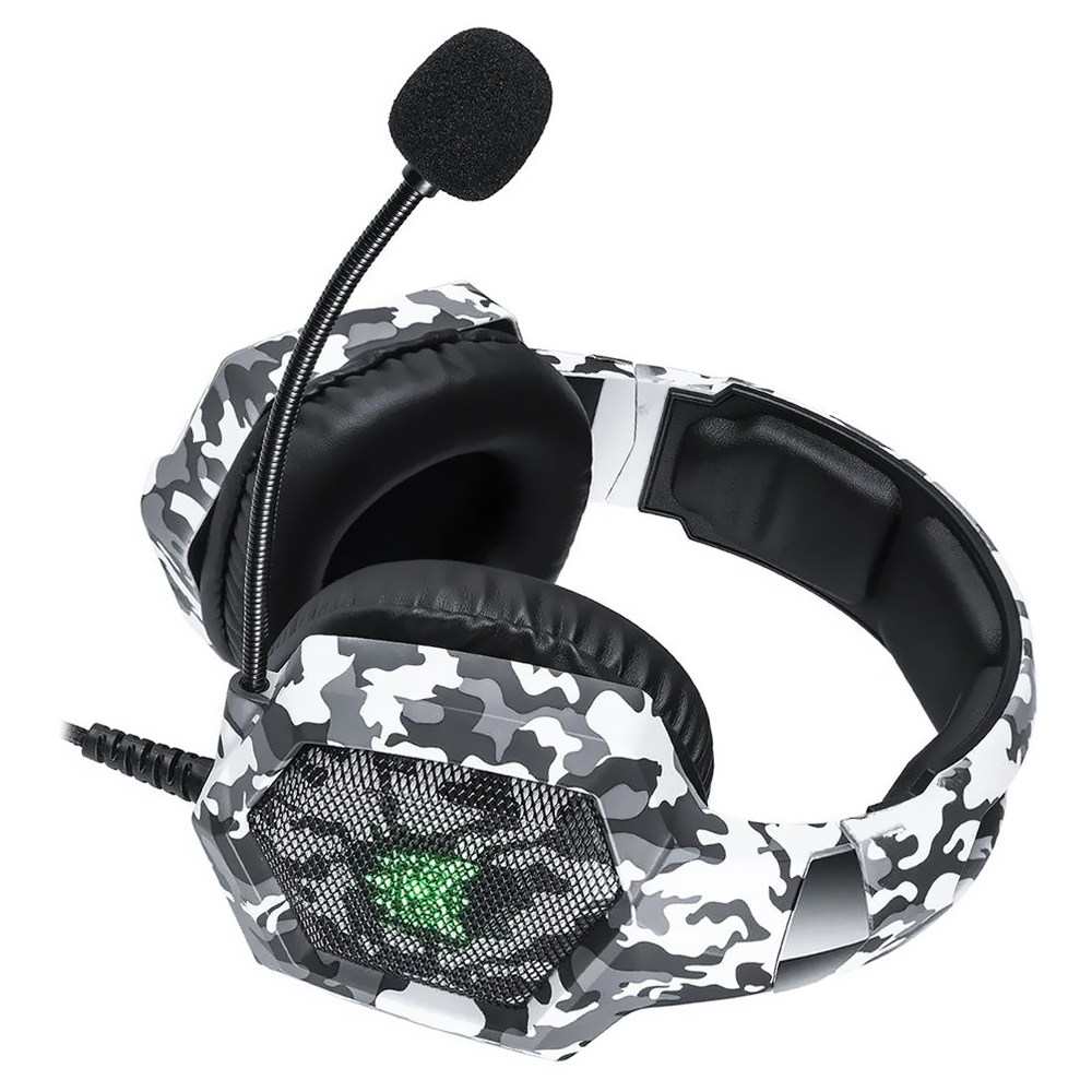 Headset Gamer Onikuma K8 Professional LED / Com Fio - Camuflado Branco