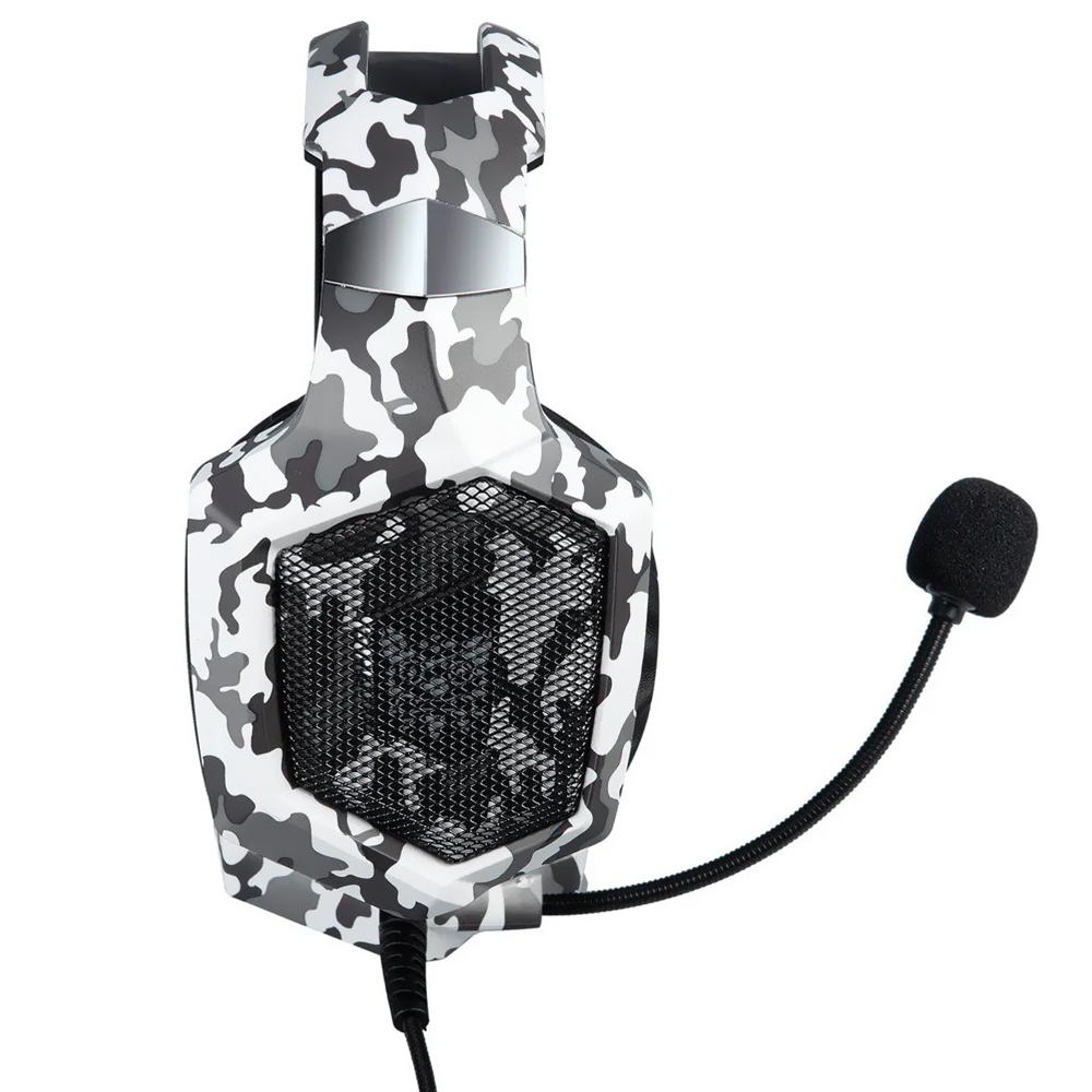 Headset Gamer Onikuma K8 Professional LED / Com Fio - Camuflado Branco