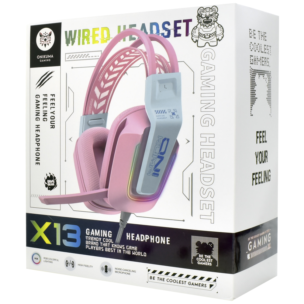 Headset Gamer Onikuma X13 RGB / Com Fio - Rosa