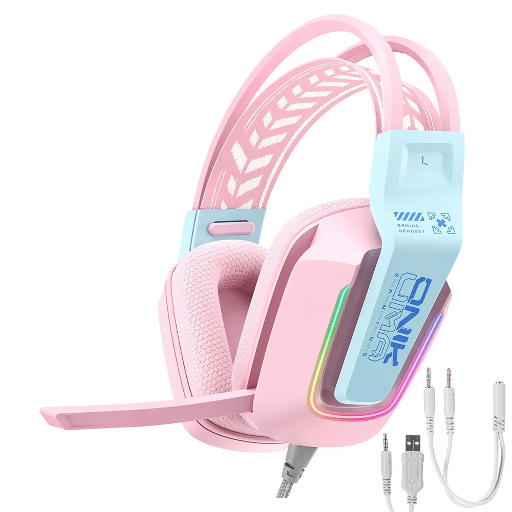 Headset Gamer Onikuma X13 RGB / Com Fio - Rosa