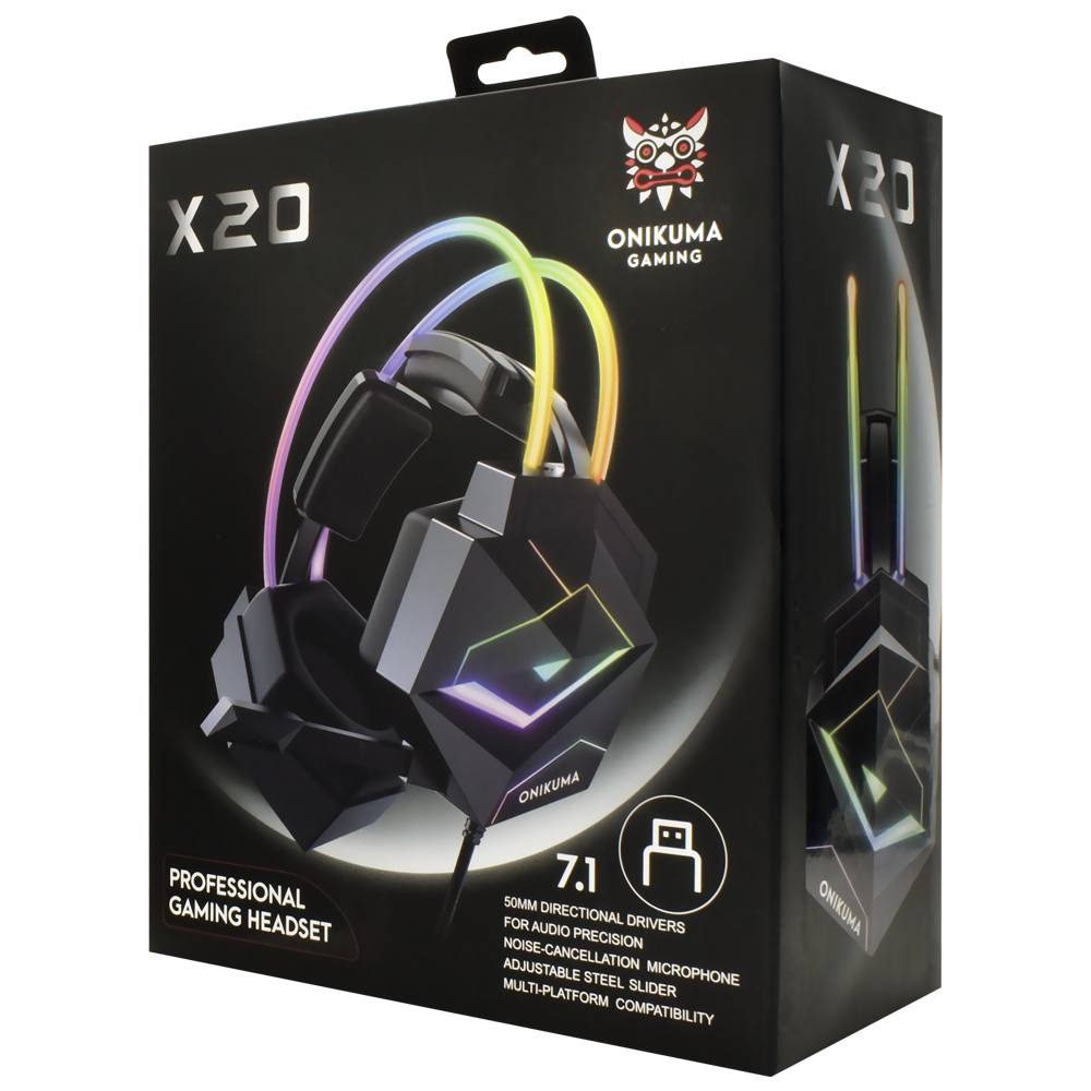 Headset Gamer Onikuma X20 Professional RGB / Com Fio - Branco