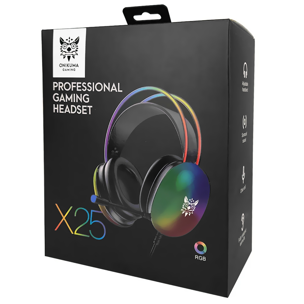 Headset Gamer Onikuma X25 Professional RGB / Com Fio - Preto