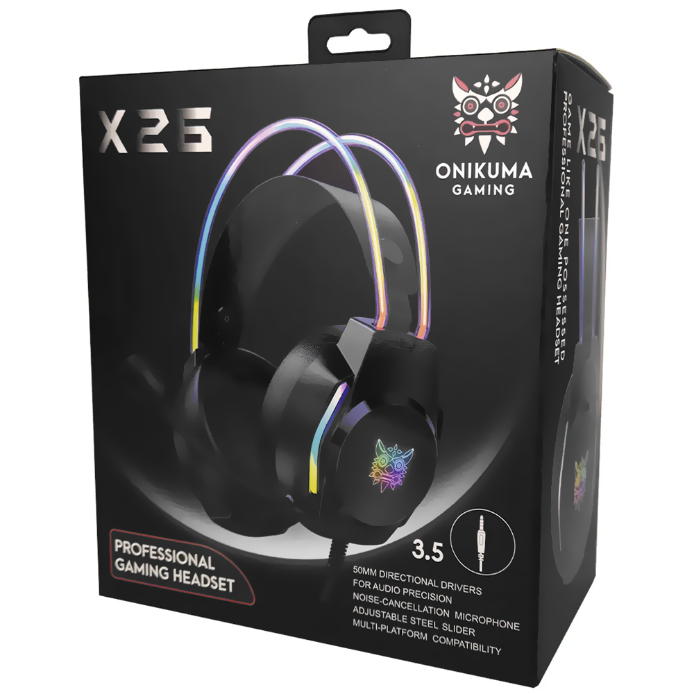 Headset Gamer Onikuma X26 Professional RGB / Com Fio - Preto