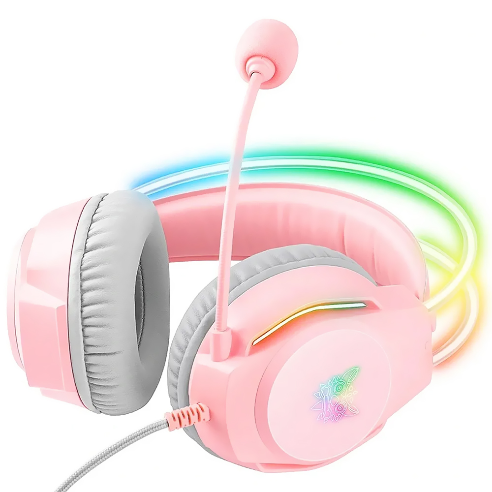 Headset Gamer Onikuma X26 Professional RGB / Com Fio - Rosa