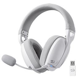 Headset Gamer Redragon H878WG Skuld Pro / Wireless - Branco / Cinza