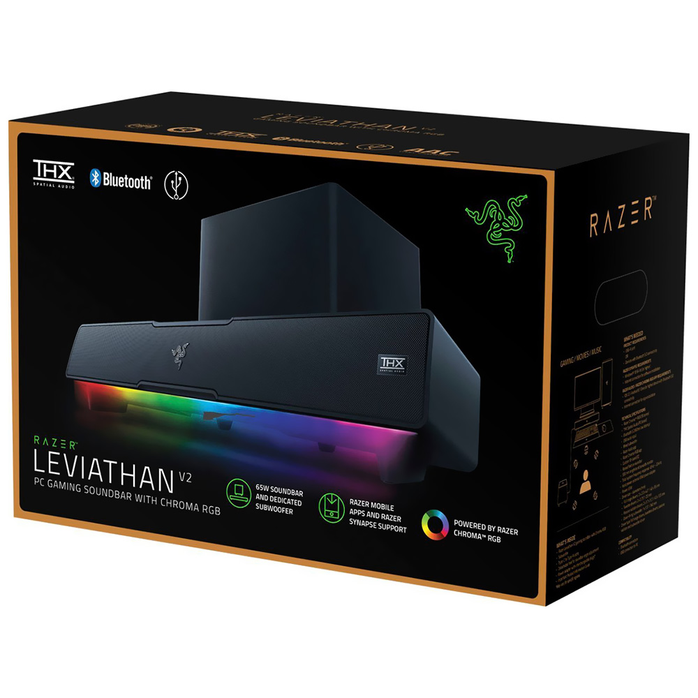 Soundbar Razer Leviathan V2 Gaming Bluetooh / RGB - Preto (RZ05-03920100-R3U1)