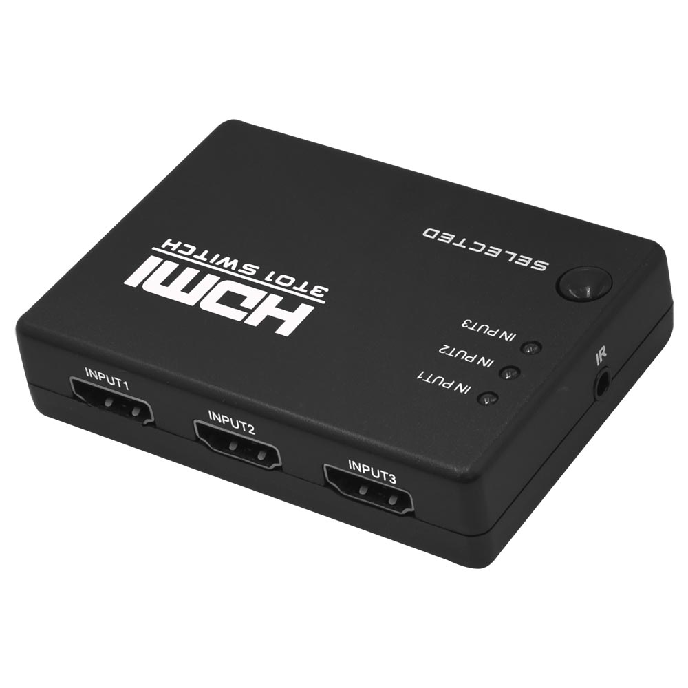 Hub Switch HDMI 3 x 1 4K / Com Controle - Preto