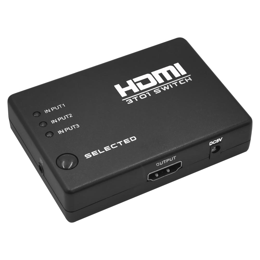 Hub Switch HDMI 3 x 1 4K / Com Controle - Preto
