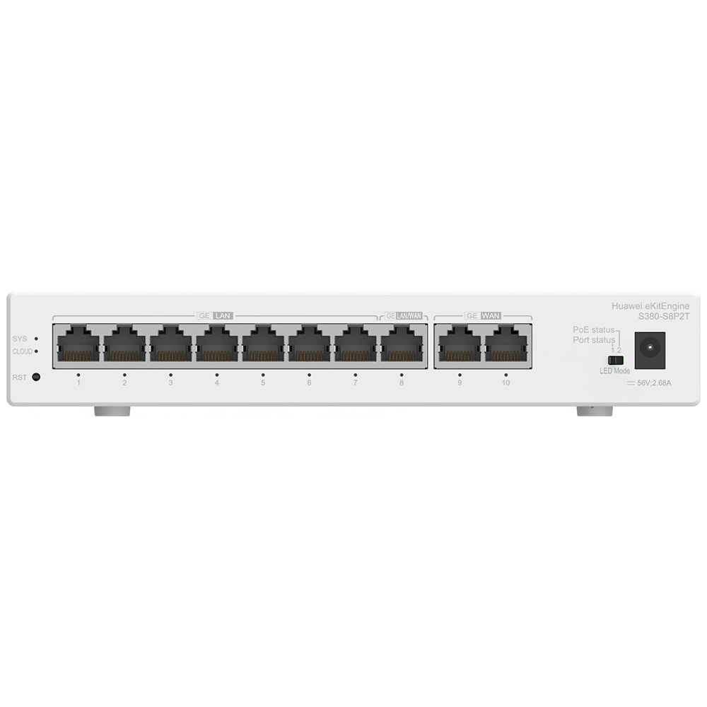 Hub Switch Huawei S380-S8P2T 8 Portas / 2XGE WAN / 8XGE LAN / POE+ / 124W - 10/100/1000