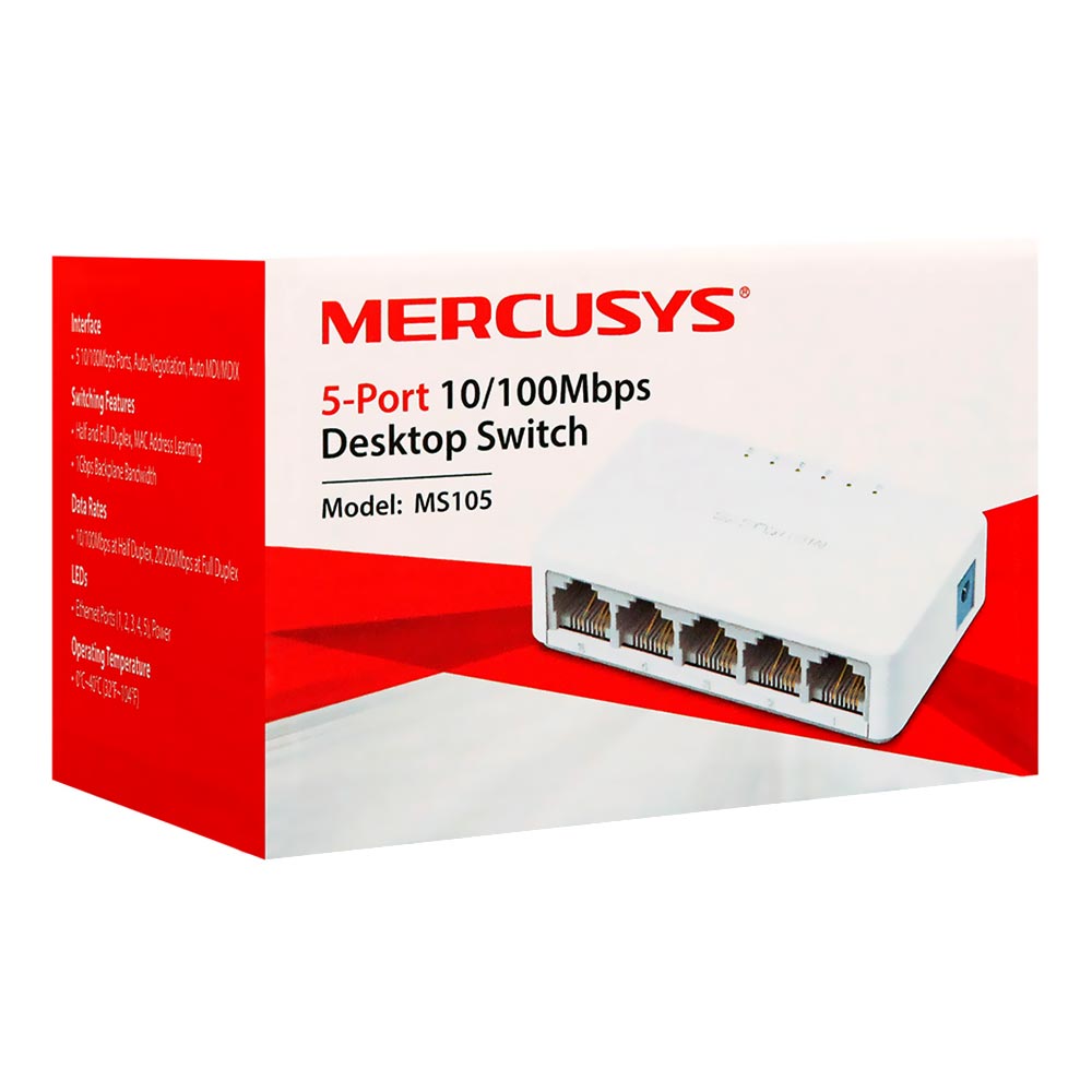 Hub Switch Mercusys MS105 5 Portas - 10/100Mbps