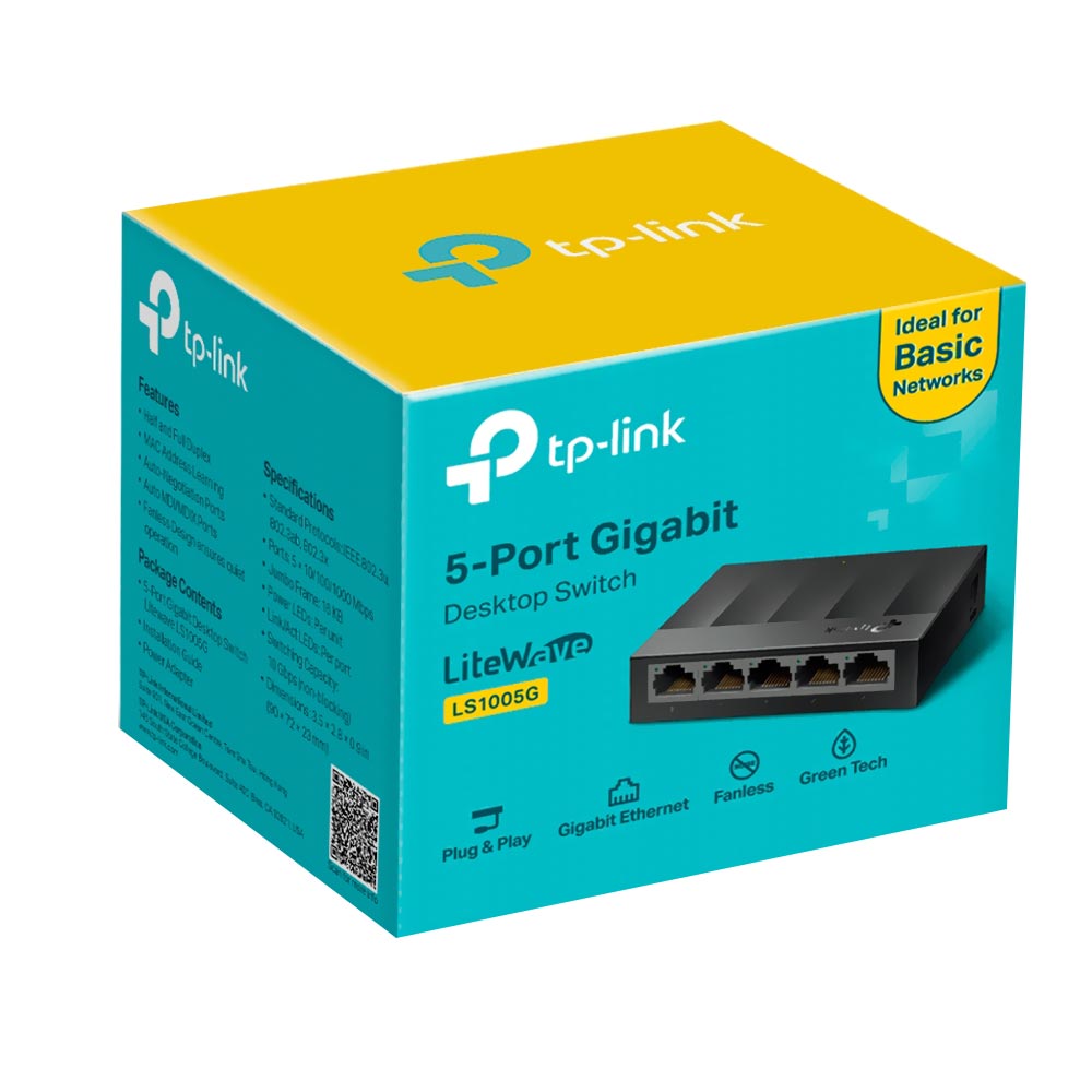 Hub Switch Tp-link LS1005G 5 Portas - Preto (10/100/1000Mbps)