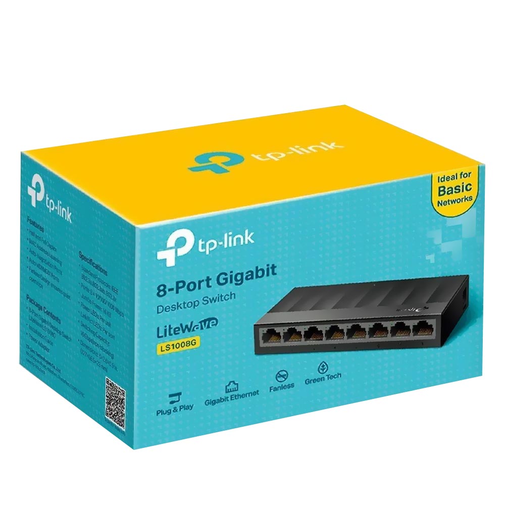 Hub Switch Tp-link LS1008G 8 Portas - Preto (10/100/1000Mbps)