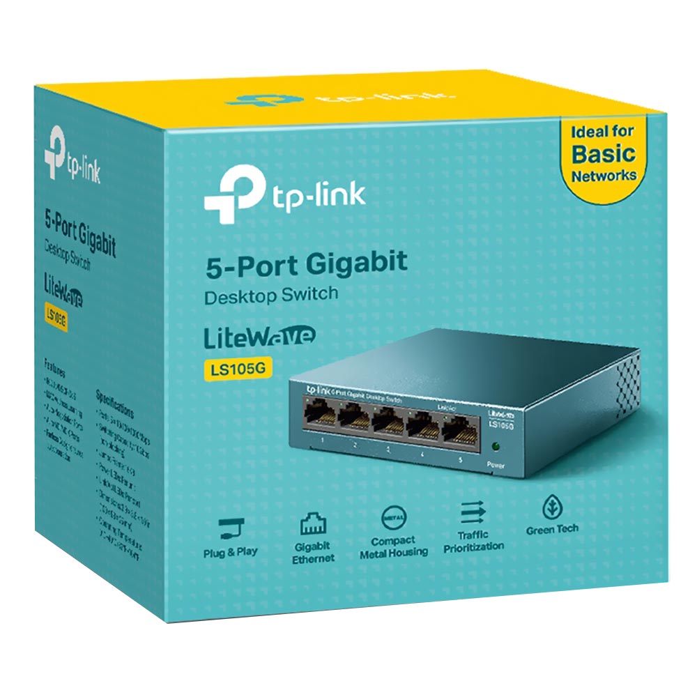 Hub Switch Tp-link LS105G 5 Portas - 10/100/1000Mbps