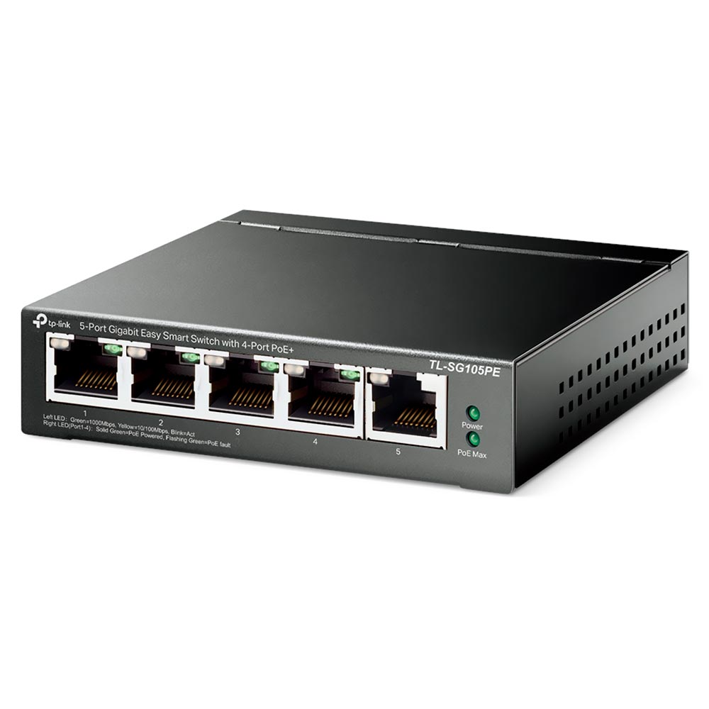 Hub Switch Tp-link TL-SG105PE Easy Smart 5 Portas / 4 Port Poe+ / 65W - 10/100/1000Mbps