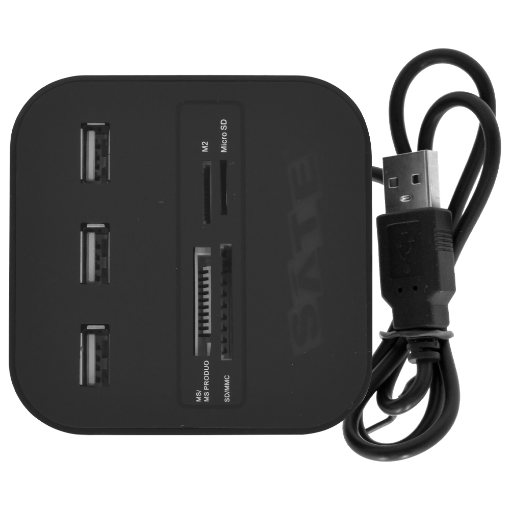 Hub USB 2.0 + Leitor de Cartão Satellite A-HUB07 3 Portas / SD / MS / Pro duo / M2 