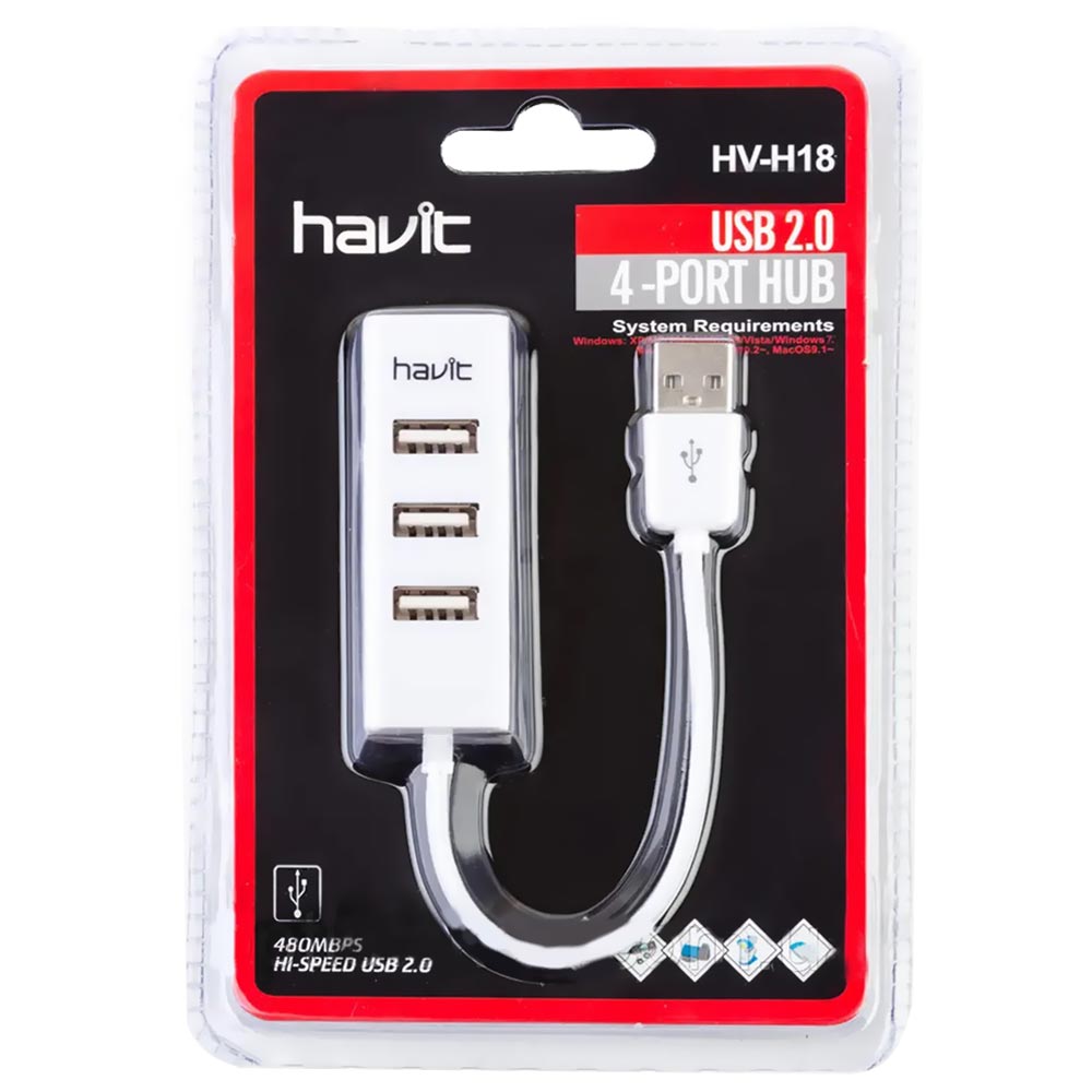 Hub USB 2.0 Havit HV-H18 4 Portas - Branco