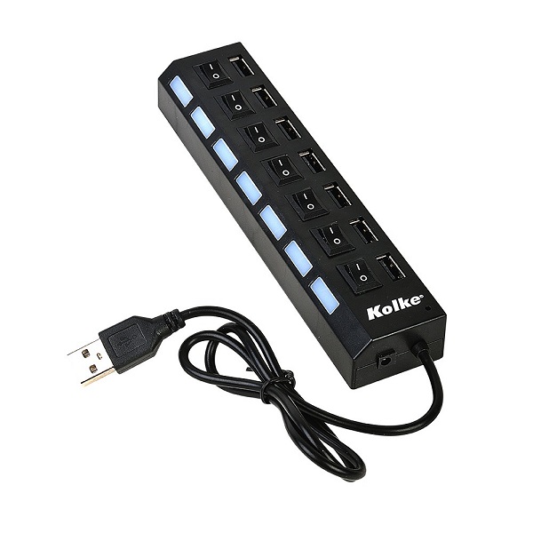 Hub USB 2.0 Kolke KAV-105 7 Portas - Preto