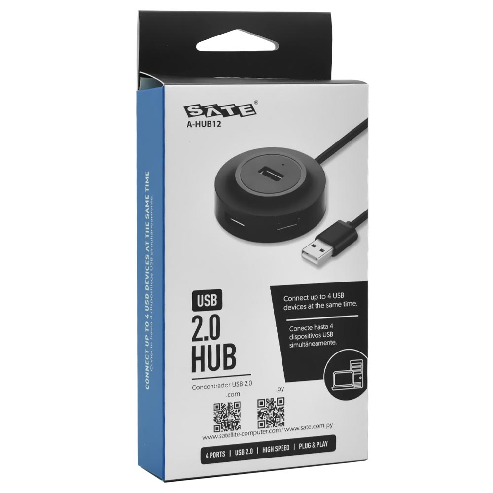 Hub USB 2.0 Satellite A-HUB12 4 Portas - Preto