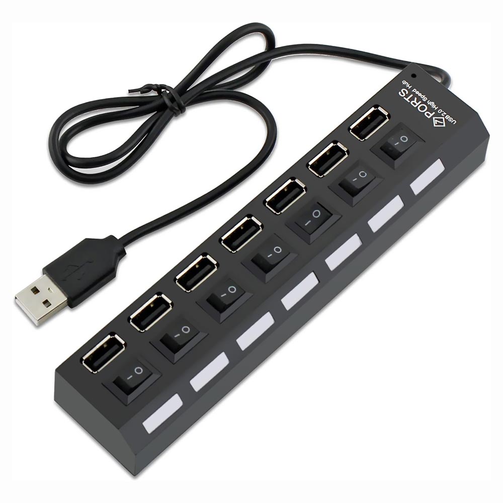 Hub USB 2.0 Satellite A-HUB16 7 Portas / 480Mbps - Preto