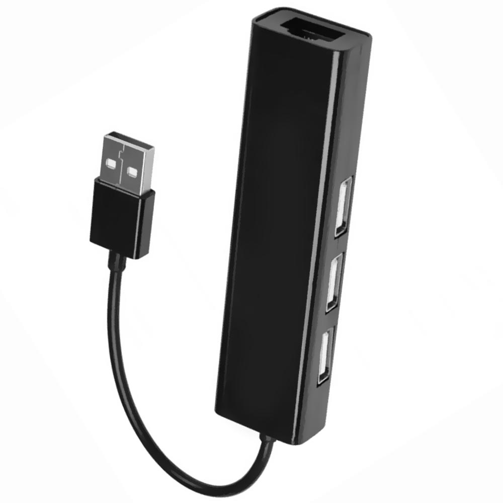 Hub USB 2.0 Satellite A-HUB40 3 Portas / USB 2.0 / RJ-45 - Preto