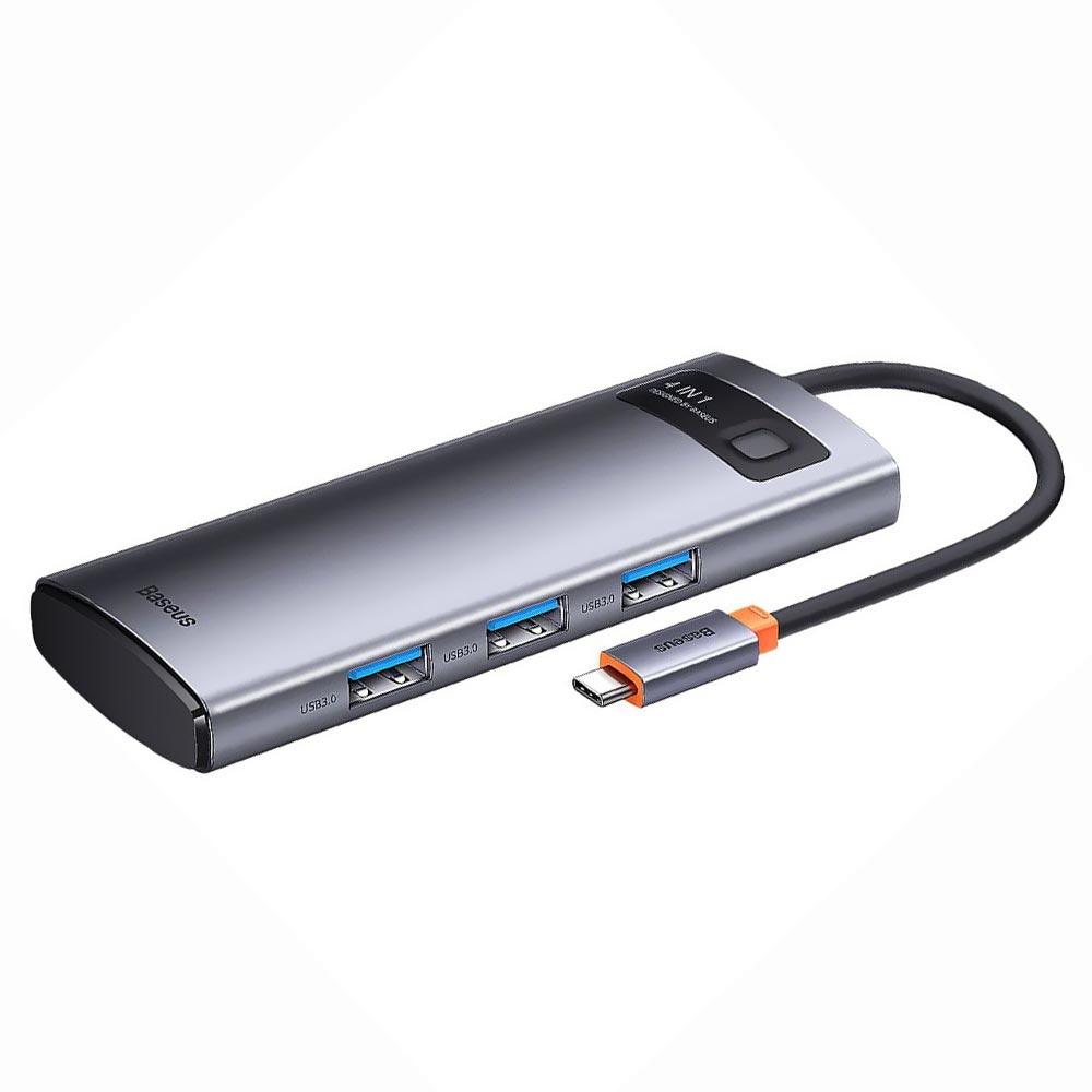 Hub USB 3.0 Baseus WKWG070013 5 Portas / 4 USB 3.0 / USB-C Fêmea - Cinza