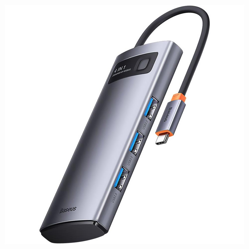 Hub USB 3.0 Baseus WKWG070013 5 Portas / 4 USB 3.0 / USB-C Fêmea - Cinza