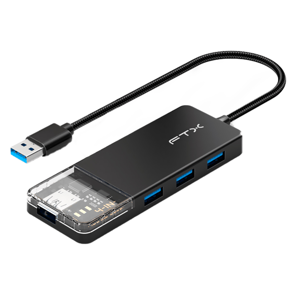 Hub USB 3.0 FTX CT-HUBT1-PB 4 Portas / 4 USB 3.0 / USB-C Fêmea - Cinza