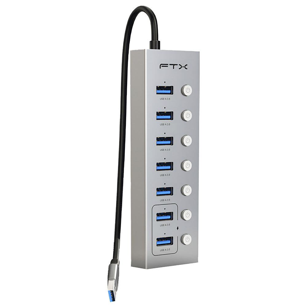 Hub USB 3.0 FTX CT-HUBU7-AG 7 Portas / 7 USB 3.0 / USB-C Fêmea - Cinza