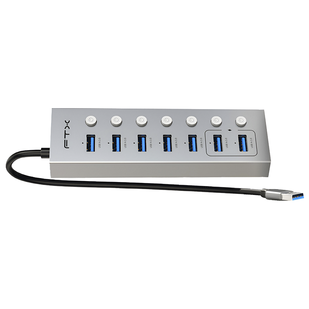 Hub USB 3.0 FTX CT-HUBU7-AG 7 Portas / 7 USB 3.0 / USB-C Fêmea - Cinza