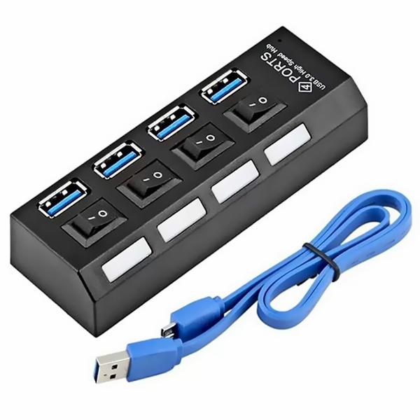 Hub USB 3.0 HI-SPEED 4 Portas / 480Mbps - Preto