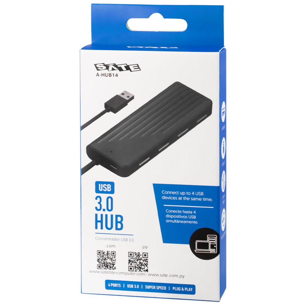 Hub USB 3.0 Satellite A-HUB14 4 Portas - Preto