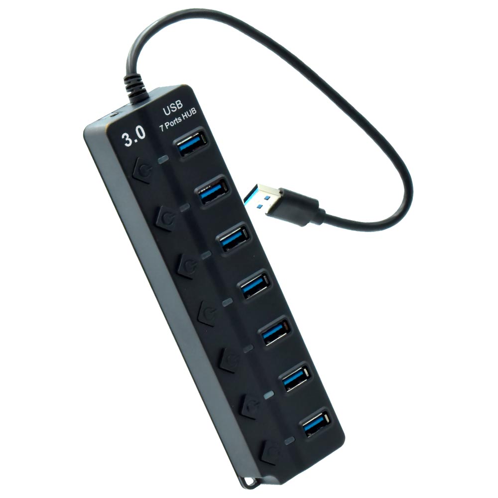 Hub USB 3.0 Super Speed 507 7 Portas / 5Gbps - Preto + Fonte