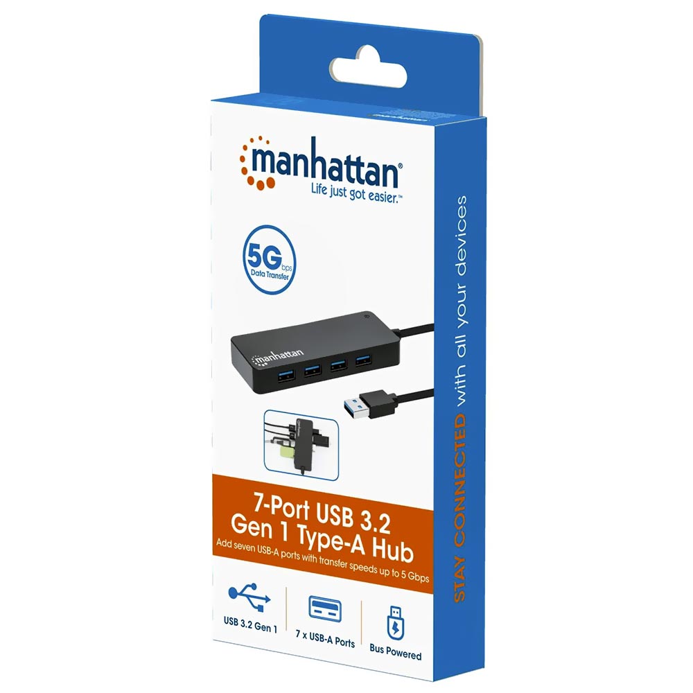 Hub USB 3.2 Manhattan 168403 7 Portas - Preto
