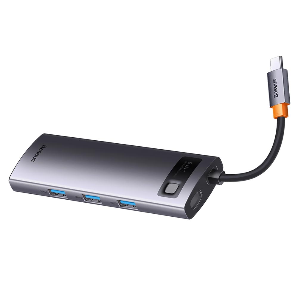 Hub USB-C 3.1 Baseus CAHUB-CW0G 6 Portas / HDMI / USB 3.0 / USB-C Fêmea / RJ45 - Cinza