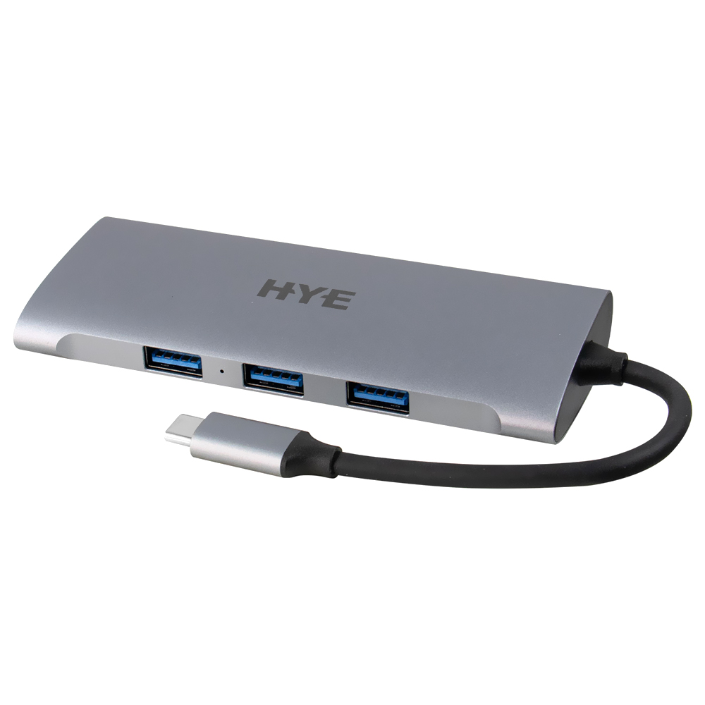 Hub USB-C 3.1 HYE HYEHU-71 7 Portas / HDMI / 3 USB 3.0 / SD / TF / USB-C Fêmea - Cinza