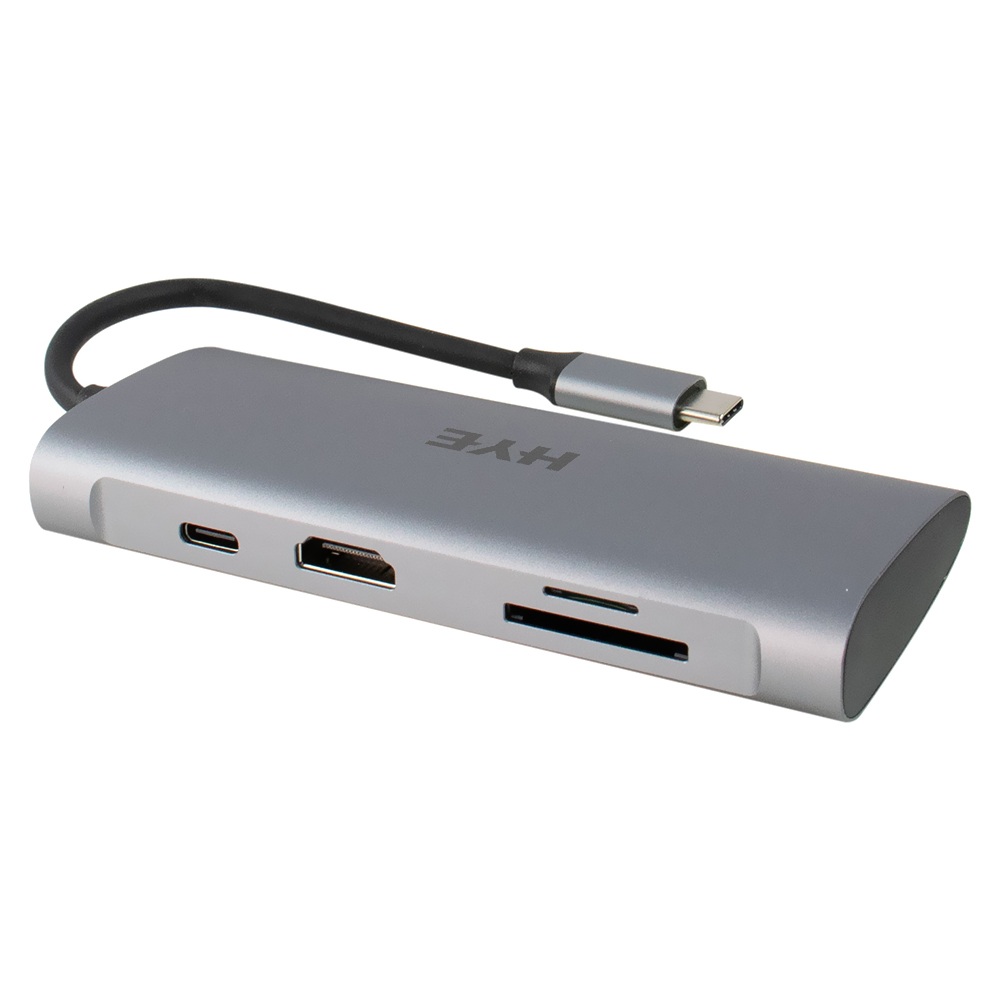 Hub USB-C 3.1 HYE HYEHU-71 7 Portas / HDMI / 3 USB 3.0 / SD / TF / USB-C Fêmea - Cinza