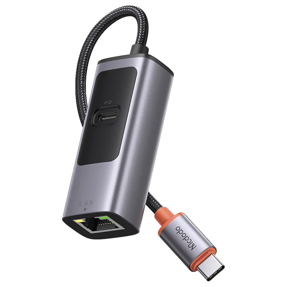 Hub USB-C 3.1 Mcdodo HU-0680 2 Portas / USB-C Fêmea / GLAN - Cinza