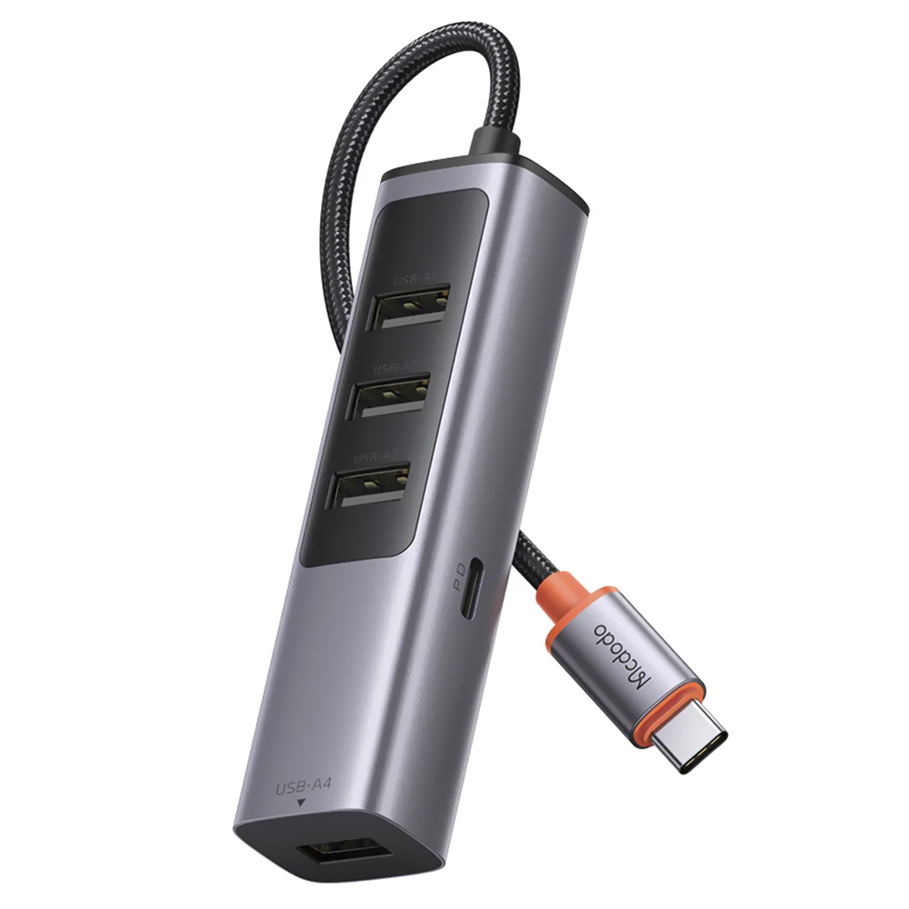 Hub USB-C 3.1 Mcdodo HU-1110 5 Portas / 3 USB 3.0 / USB-C Fêmea / GLAN - Deep Cinza