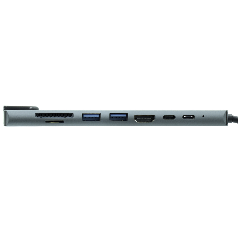 Hub USB-C 3.1 Satellite A-HUBC54 8 Portas / HDMI / 2 USB 3.0 / RJ45 / SD / TF / 2 USB-C Fêmea - Preto