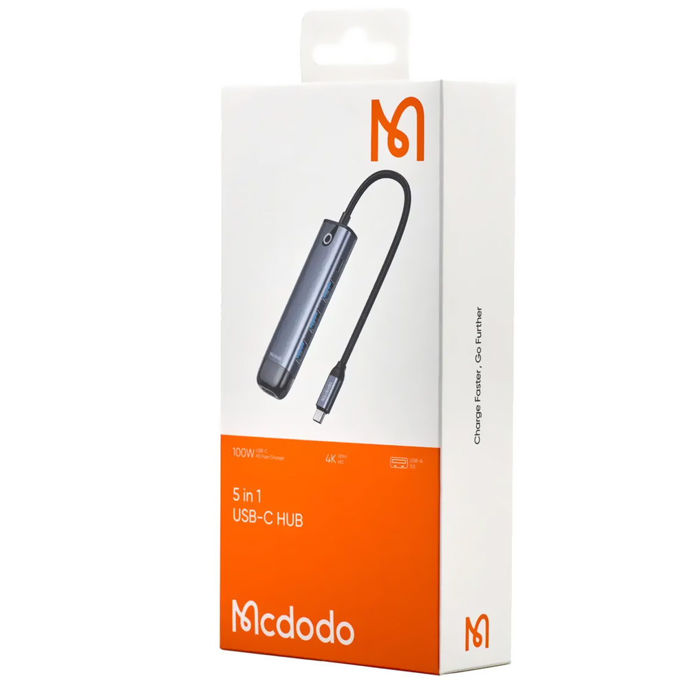 Hub USB-C Mcdodo HU-7750 5 Portas / HDMI / 3 USB 3.0 / USB-C Fêmea - Cinza