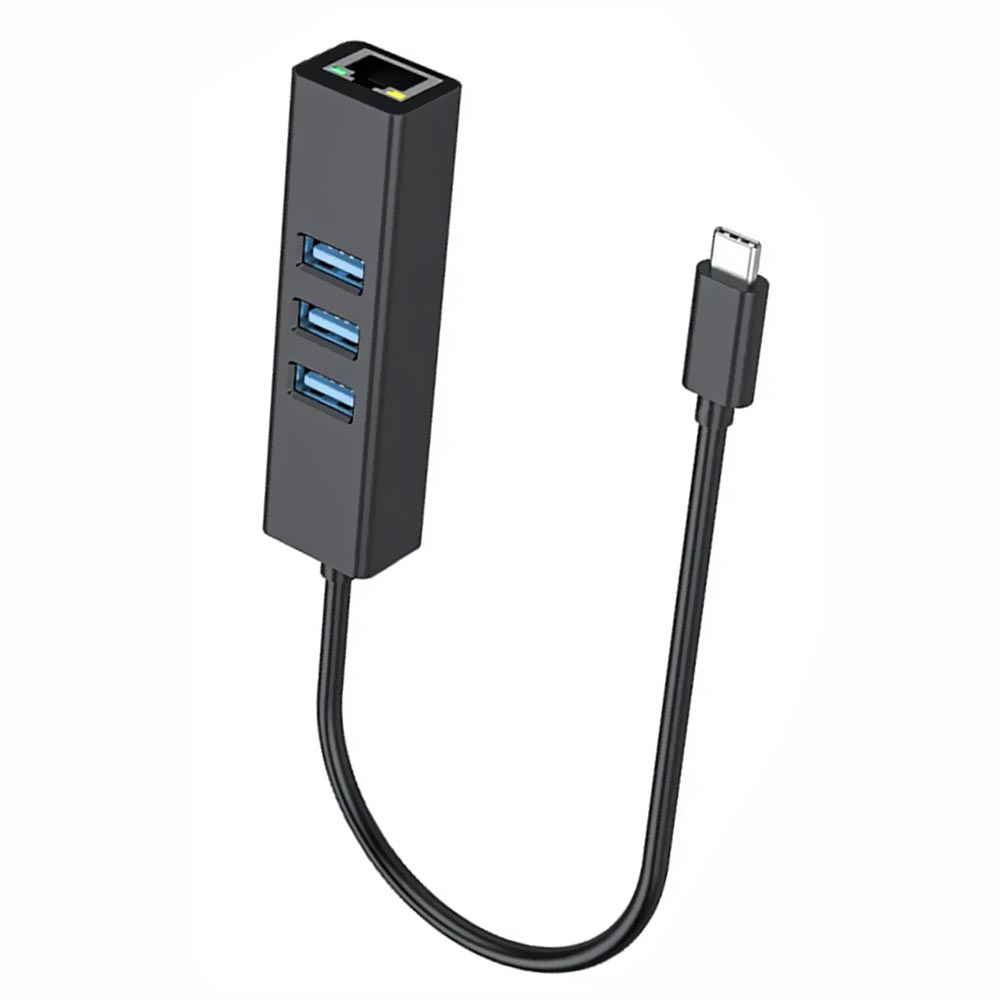 Hub USB Type-C 3.1 Satellite A-HUBC50 3 Portas / USB 3.0 / RJ-45 / 1000Mbps - Preto
