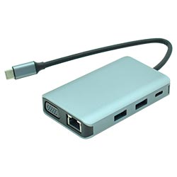 Hub USB Type-C 3.1 Satellite A-HUBC57 7 Portas / HDMI / 3 USB 3.0 / RJ45 / VGA / Type-C Fêmea - Cinza