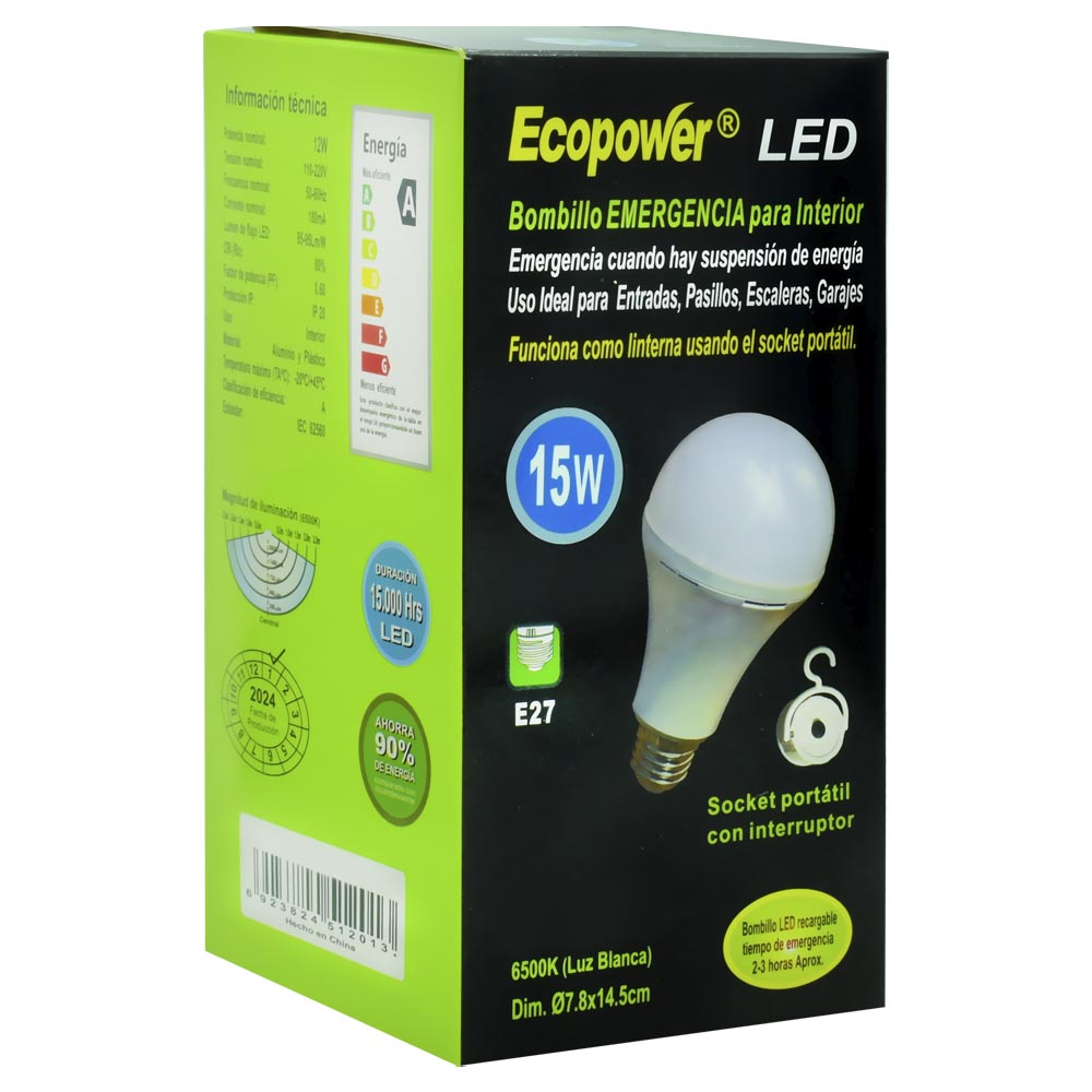 Lâmpada de Emergência Ecopower EP-5931 15W / Bivolt