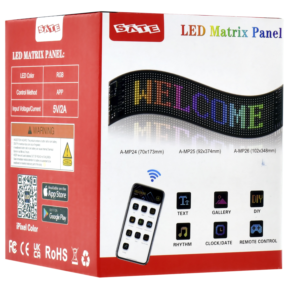 Painel LED Satellite A-MP24 Matrix RGB - 16X32-70X173MM
