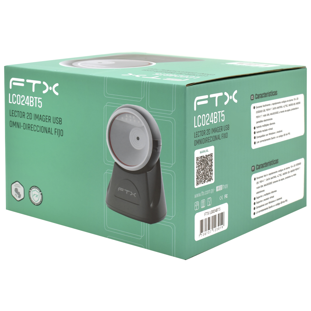 LEITOR DE CODIGO DE BARRA FTX LC024BT5 2D/USB/MESA PRETO
