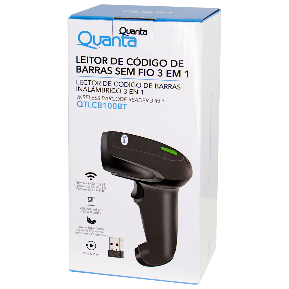 Leitor de Código de Barras Quanta QTLCB100BT Wireless - Preto