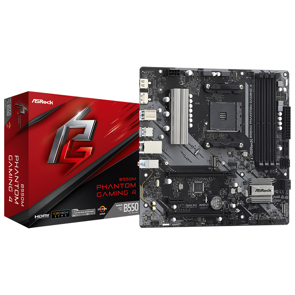 MB AM4 ASROCK B550M PHANTOM GAMING 4 M.2/DDR4/DP/HDMI/PS2/USB3.2/GLAN/SOM/SATA3 90-MXBE90-A0UAYAZ