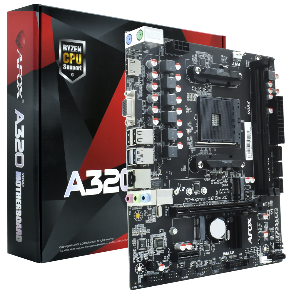 Placa Mãe AFOX A320D4-MA5-V2 Socket AM4 / DDR4