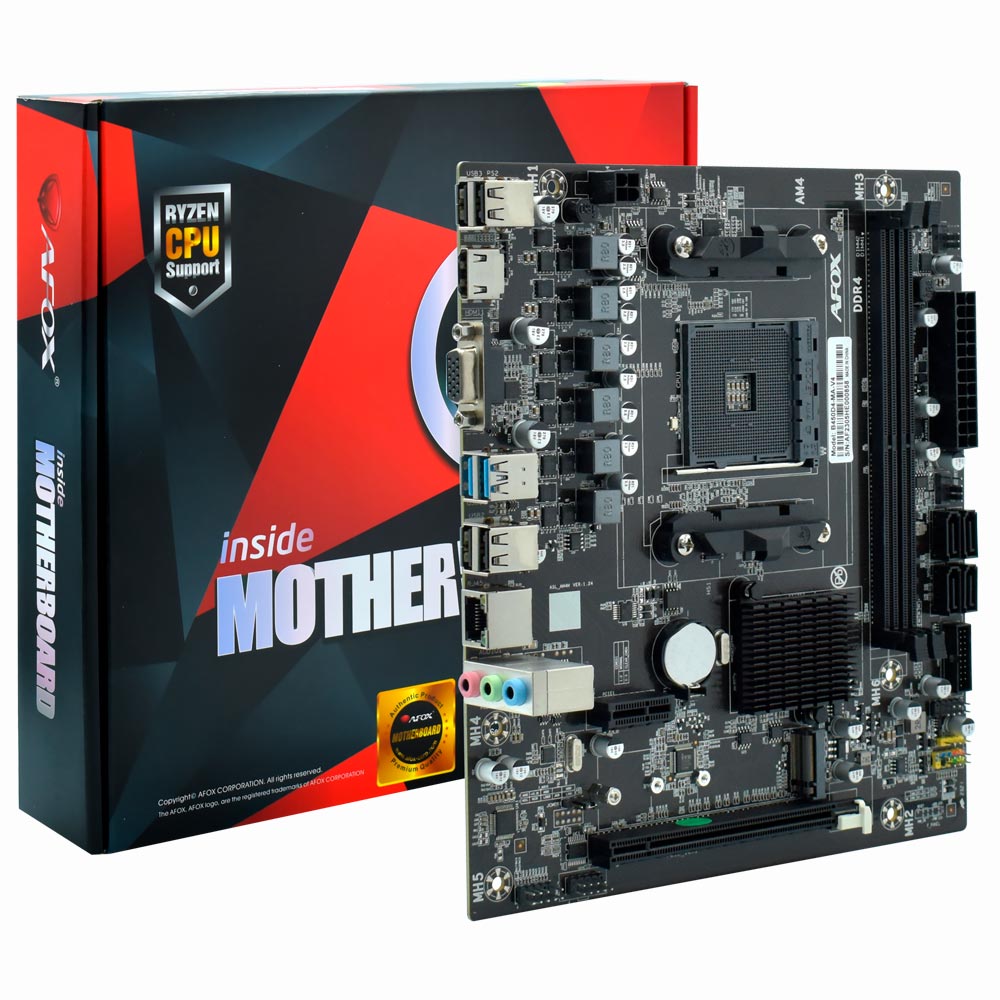 Placa Mãe AFOX B450D4-MA-V4 Socket AM4 / VGA / DDR4